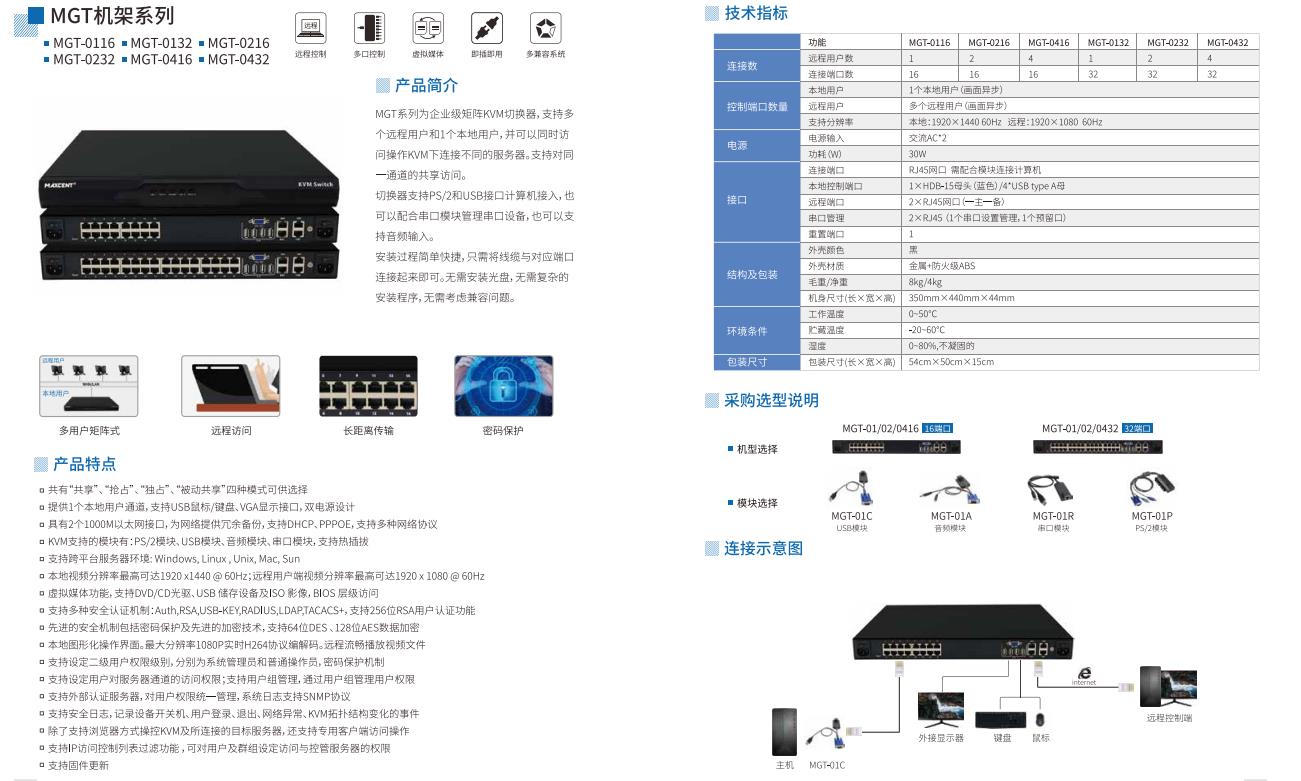 麥森特專注國產kvm切換器研發(fā)制造只為詮釋匠心MGT數字矩陣式KVM切換器